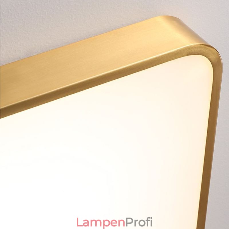 Minimalistische, quadratische Deckenleuchte aus Acryl in Gold