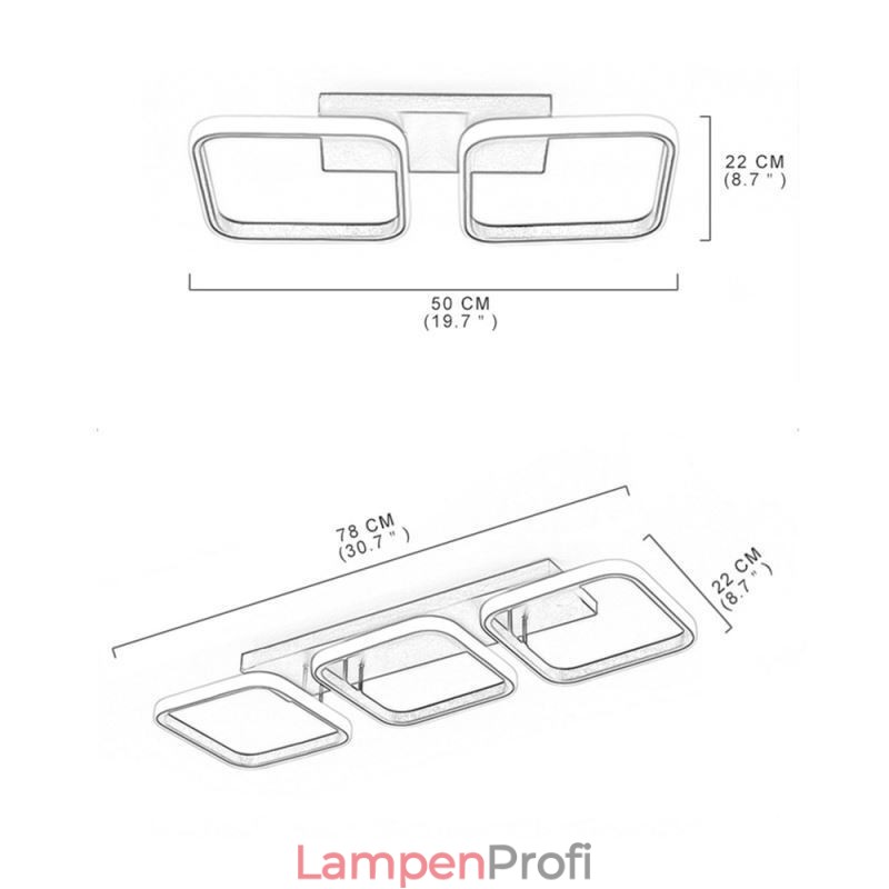 Moderne, minimalistische Deckenleuchte mit quadratischem Acrylrahmen
