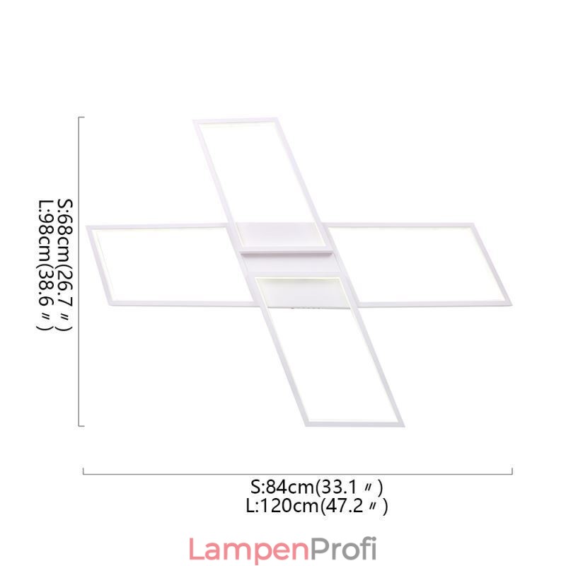 X-förmige, bündige, minimalistische Deckenleuchte aus Acryl