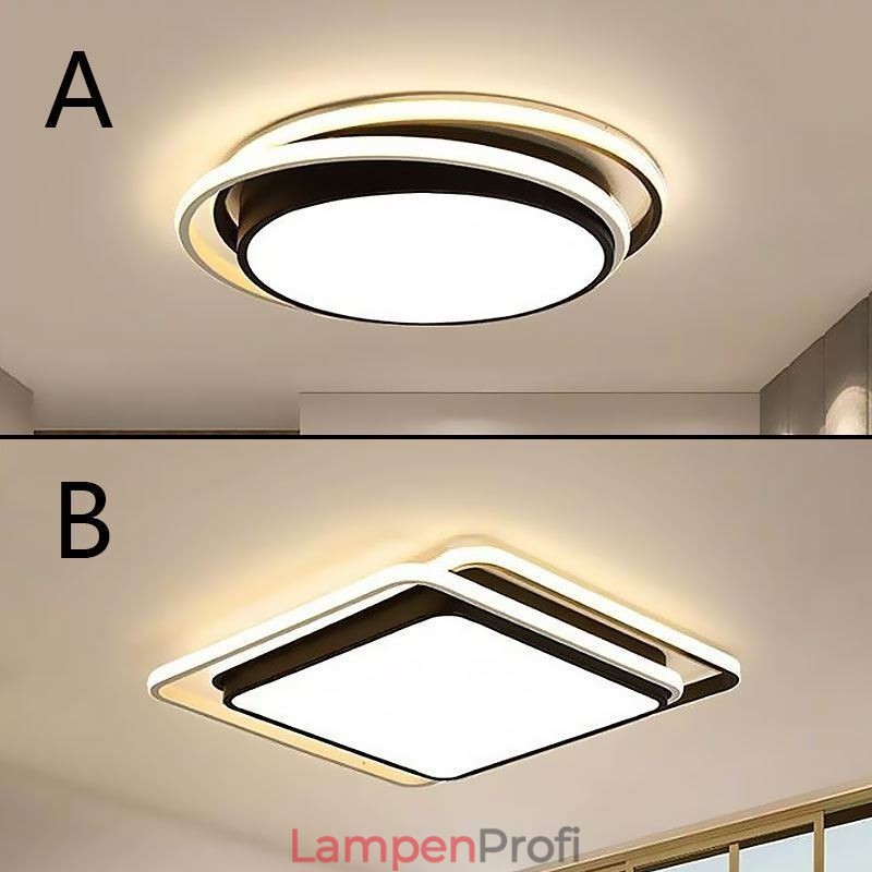 Moderne einfache Unterputz-Deckenleuchte mit geometrischem Rahmen und quadratischem Lampenschirm