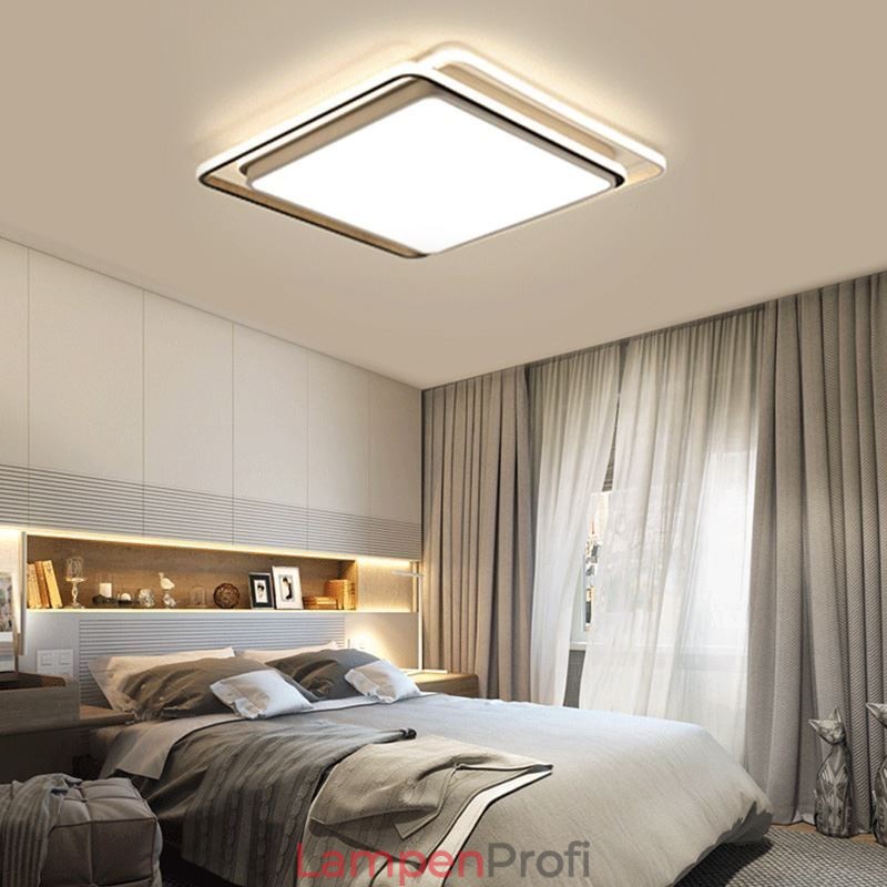 Moderne einfache Unterputz-Deckenleuchte mit geometrischem Rahmen und quadratischem Lampenschirm