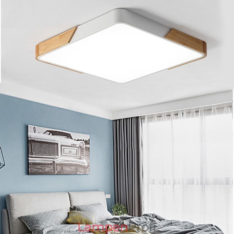 Einfache Unterputz-Deckenleuchte mit Holzrahmen, superdünnes Design, Lampe, Deckenleuchte