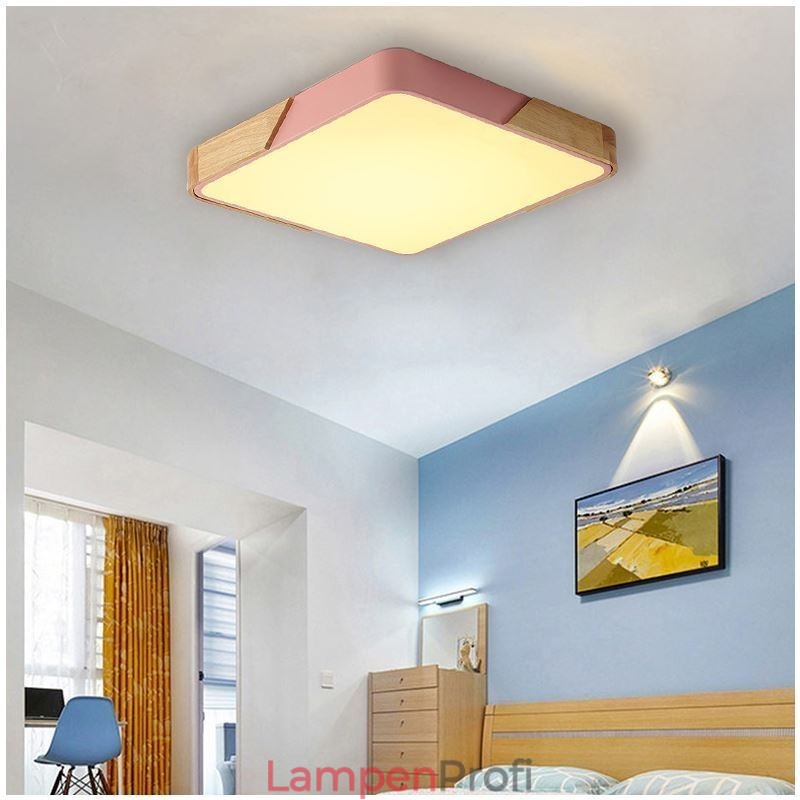 Einfache Unterputz-Deckenleuchte mit Holzrahmen, superdünnes Design, Lampe, Deckenleuchte