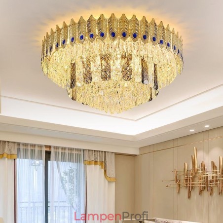Kristall Flush Mount Runde Galvanisierte Phoenix Schwanz Gold Luxus Dekorative Deckenleuchte Kristall Flush Mount Runde Galvanisierte Phoenix Schwanz Gold Luxus Dekorative Deckenleuchte