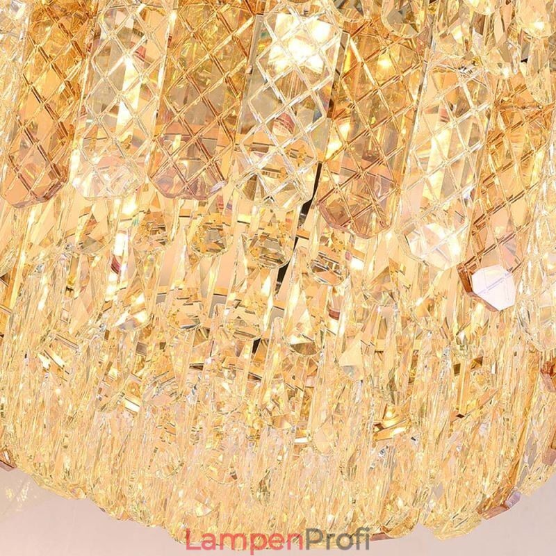 Kristall Flush Mount Runde Galvanisierte Phoenix Schwanz Gold Luxus Dekorative Deckenleuchte