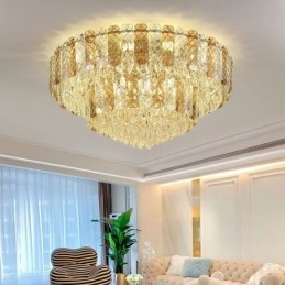 Kristall Flush Mount Doppelschicht Runde Luxus Dekorative Deckenleuchte 80cm