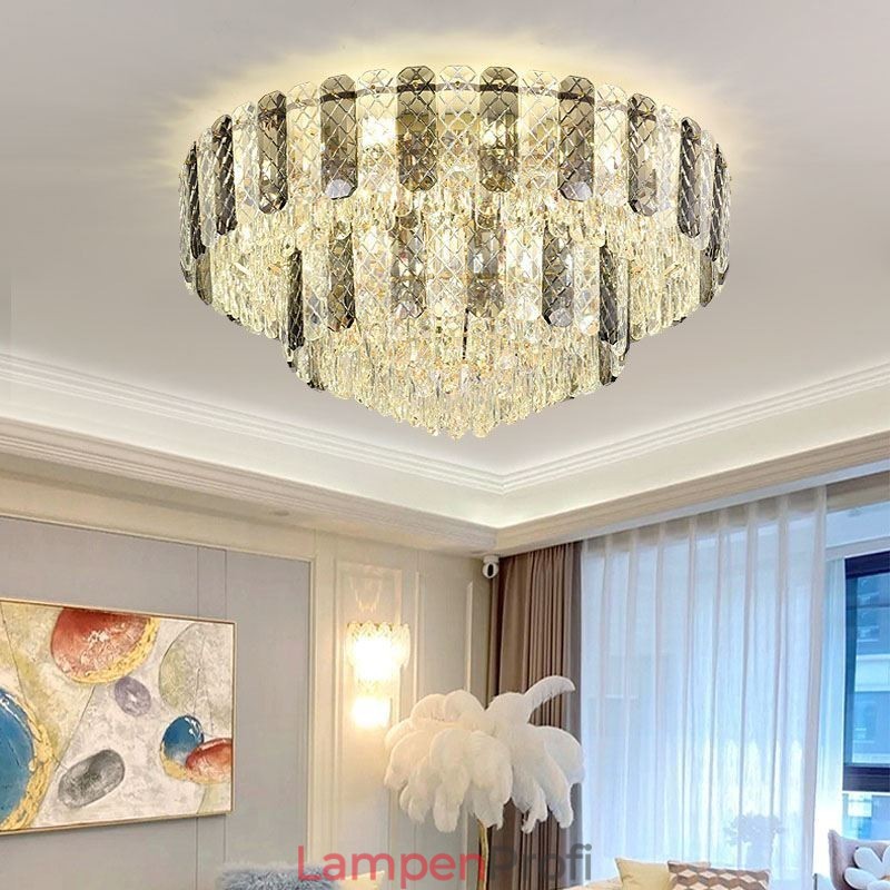 Kristall Flush Mount Doppelschicht Runde Luxus Dekorative Deckenleuchte 80cm