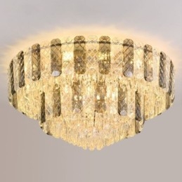 Kristall Flush Mount Doppelschicht Runde Luxus Dekorative Deckenleuchte 80cm