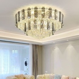 Kristall Flush Mount Doppelschicht Runde Luxus Dekorative Deckenleuchte 80cm