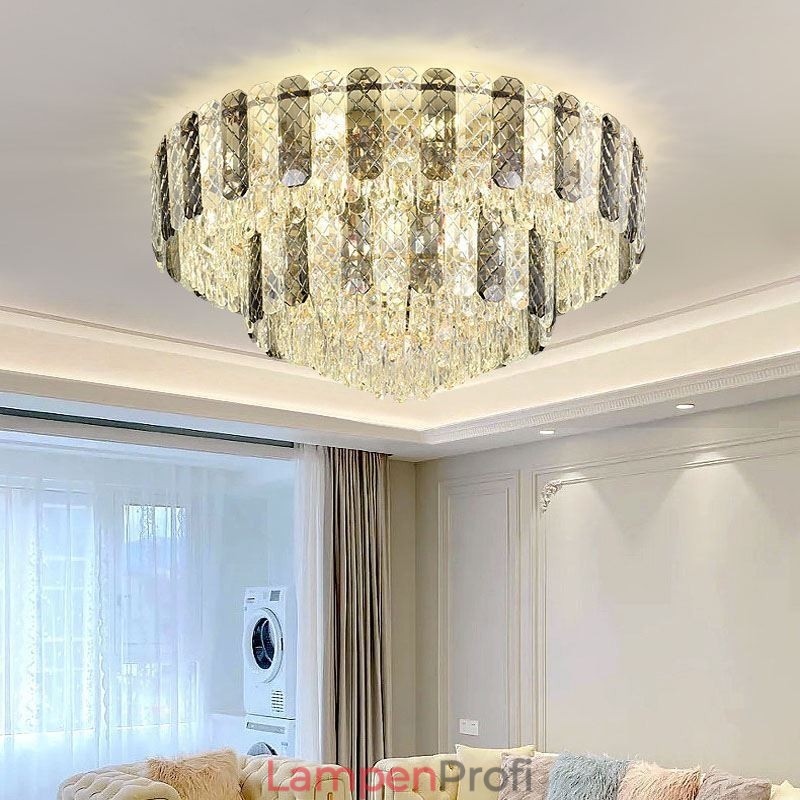 Kristall Flush Mount Doppelschicht Runde Luxus Dekorative Deckenleuchte 80cm