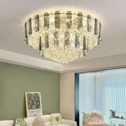 Kristall Flush Mount Doppelschicht Runde Luxus Dekorative Deckenleuchte 80cm