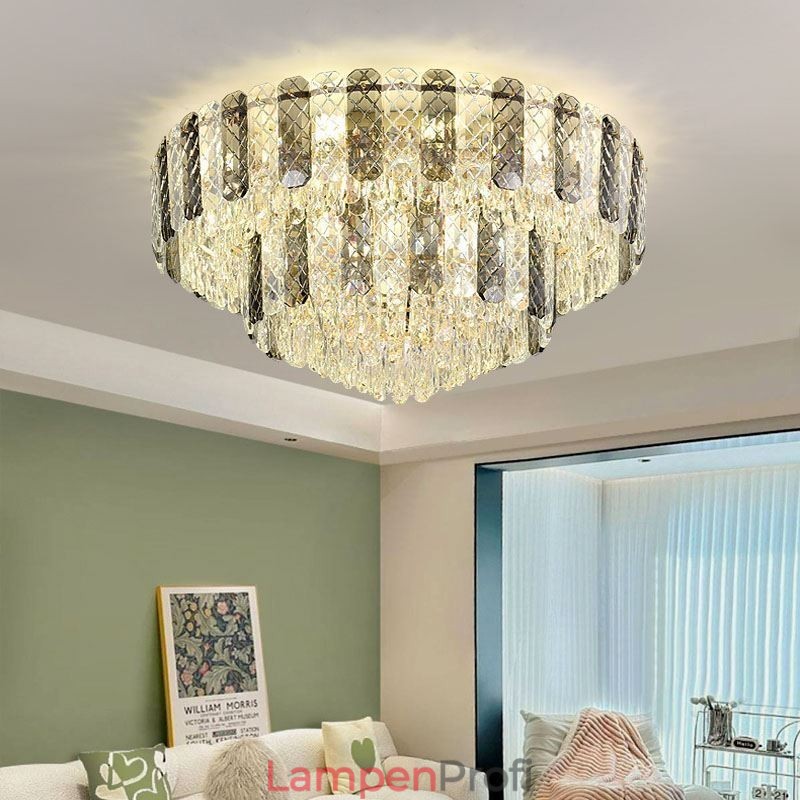 Kristall Flush Mount Doppelschicht Runde Luxus Dekorative Deckenleuchte 80cm