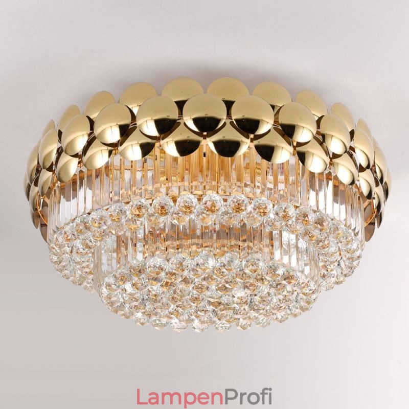 Kristall Flush Mount Runde Galvanisierte Gold Luxus Dekorative Deckenleuchte 80cm