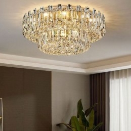 Luxuriöse Deckenleuchte mit Kristall-Bündigmontage, rund, mit Kristalldekoration