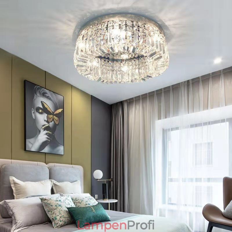 Moderne, elegante Deckenleuchte, bündige Montage, Kristall-Deckenleuchte