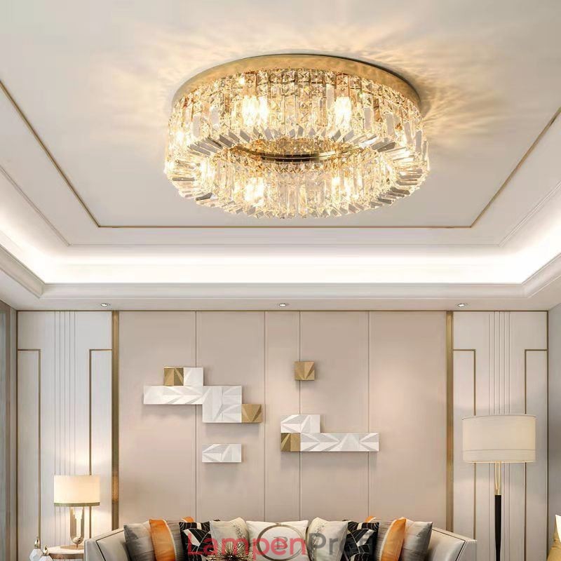 Moderne, elegante Deckenleuchte, bündige Montage, Kristall-Deckenleuchte
