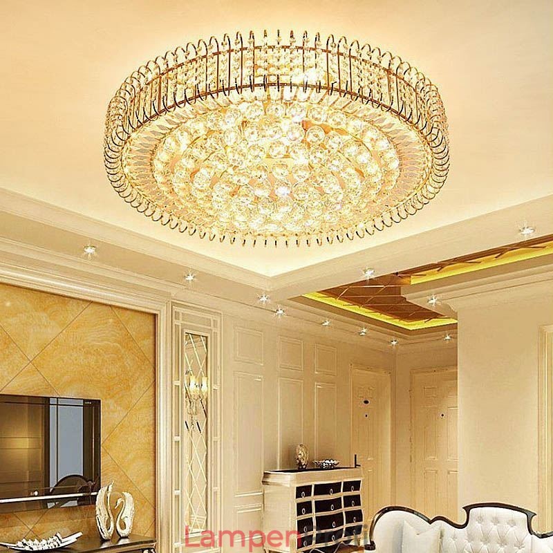 Runde Deckenleuchte aus Kristallglas im europäischen Stil