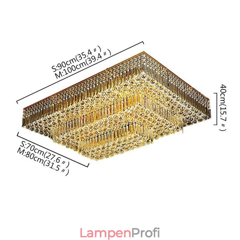 Moderner, flächenbündiger dreistufiger Kristallkronleuchter