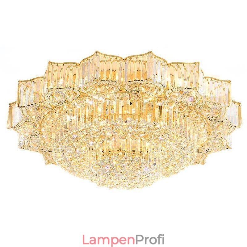 Eleganter, bündig montierter, runder Kristallkronleuchter in Blumenform