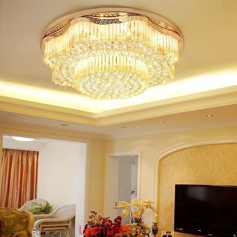 Moderne Deckenleuchte aus Kristallglas, runde Luxusbeleuchtung