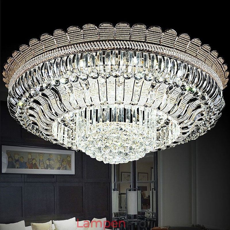 Luxus Kristall Deckenleuchte Gold Unterputz Runde Beleuchtung