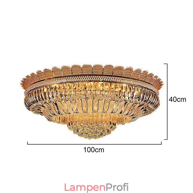 Luxus Kristall Deckenleuchte Gold Unterputz Runde Beleuchtung