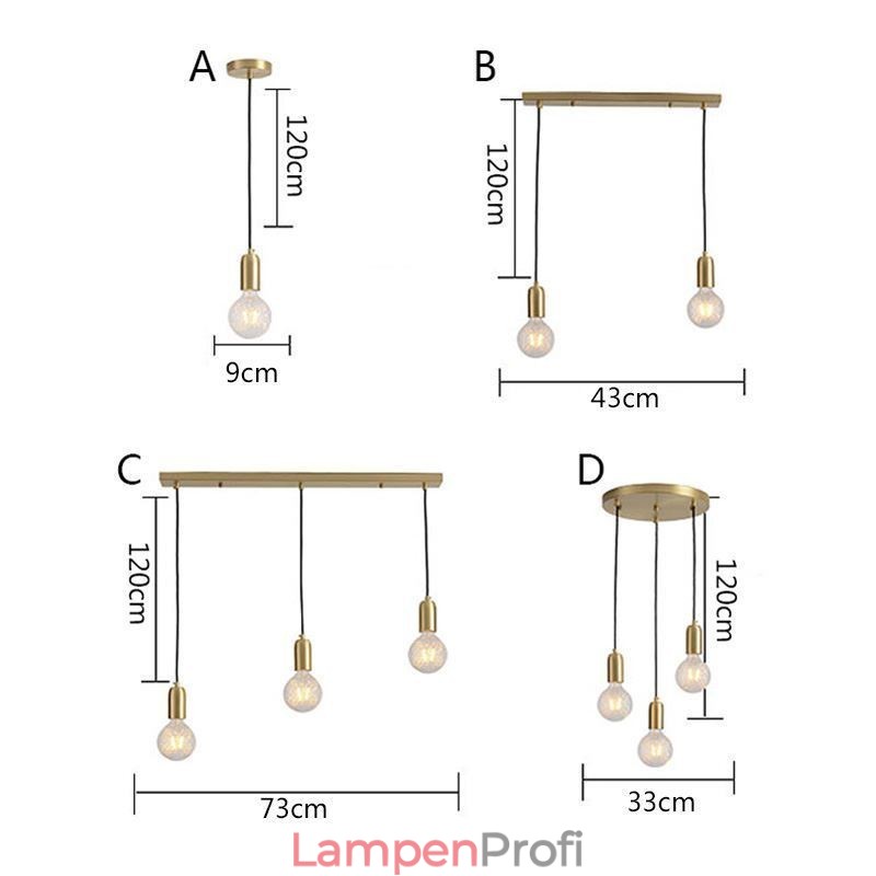 Nordic Brass 3 Pendelleuchte Cluster Light Island Kreative minimalistische Leuchte