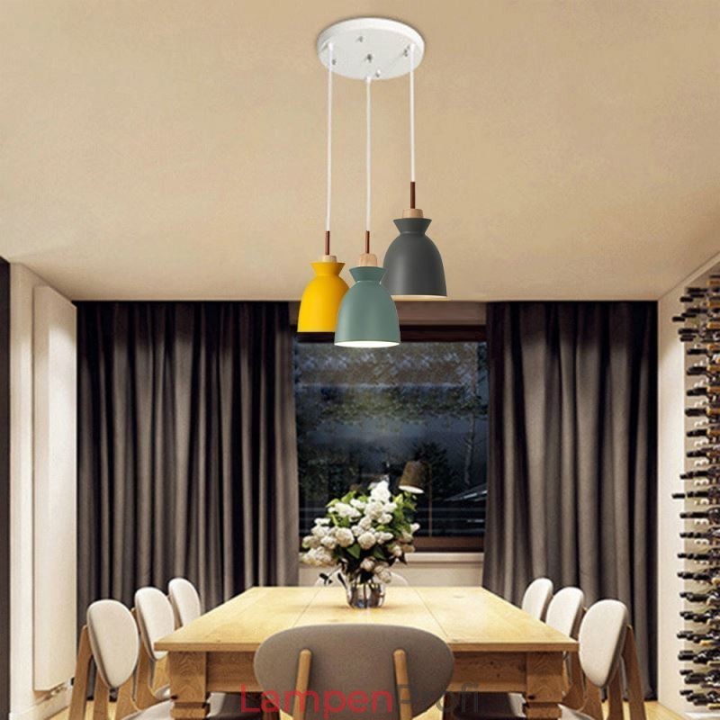 Nordic Einfache Macaron Pendelleuchte Eisen Arti Drei Lichter