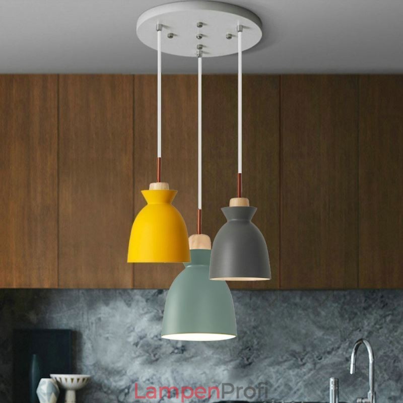 Nordic Einfache Macaron Pendelleuchte Eisen Arti Drei Lichter