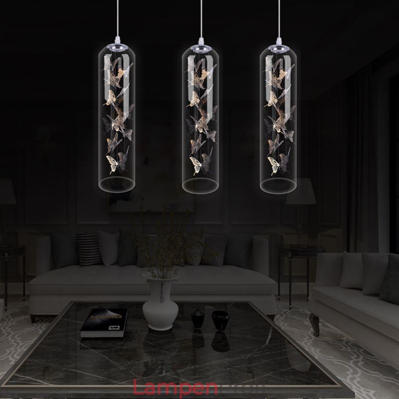 Glas Pendelleuchte Kreative Nordische Zylinderlampe Schmetterlingsleuchte