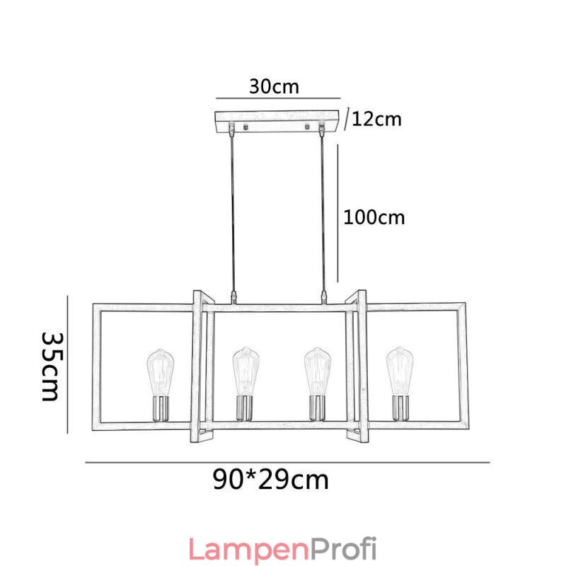 4-flammige Pendelleuchte im Industriestil Lightingway
