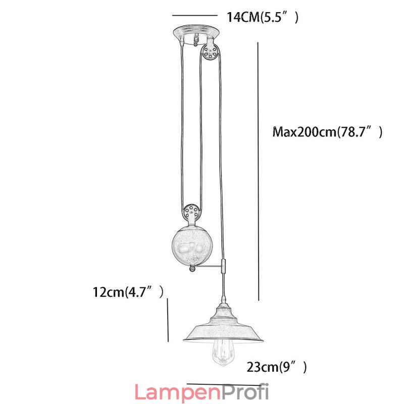 Industrielle Bauernhaus Pulley Pendelleuchte Versenkbares Design Einstellbare Höhe