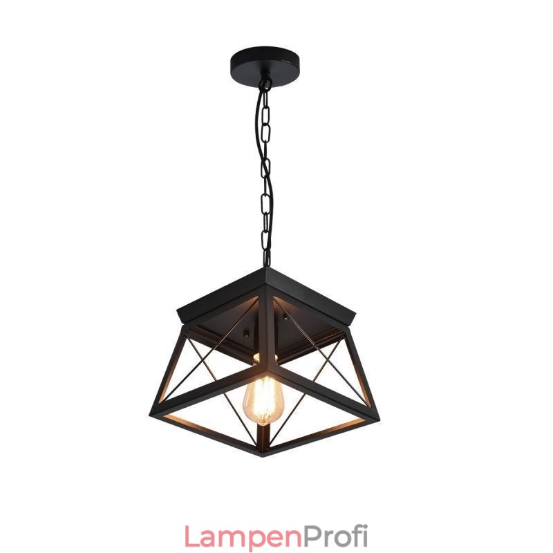 Vintage Trapezförmige Pendelleuchte Metall Schwarz Deckenleuchte