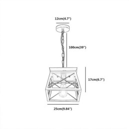 Vintage Trapezförmige Pendelleuchte Metall Schwarz Deckenleuchte