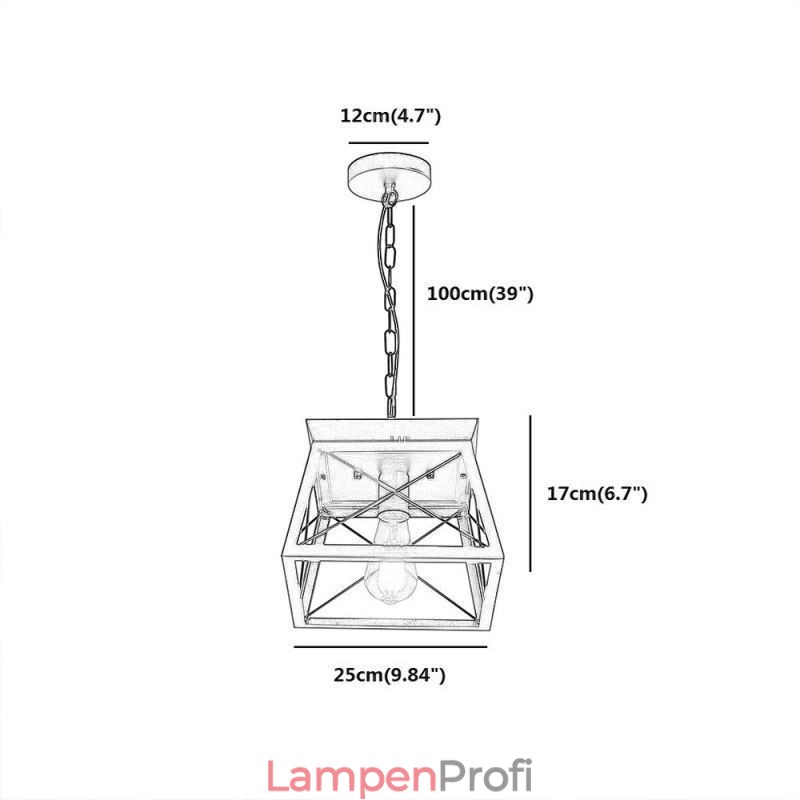 Vintage Trapezförmige Pendelleuchte Metall Schwarz Deckenleuchte