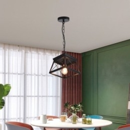 Vintage Trapezförmige Pendelleuchte Metall Schwarz Deckenleuchte