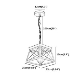 Vintage Trapez Pendelleuchte Metall Schwarz Hängeleuchte