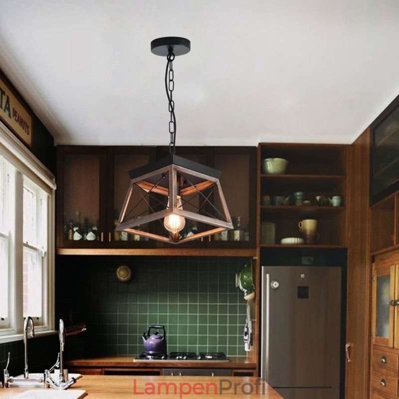 Vintage Trapez Pendelleuchte Metall Schwarz Hängeleuchte
