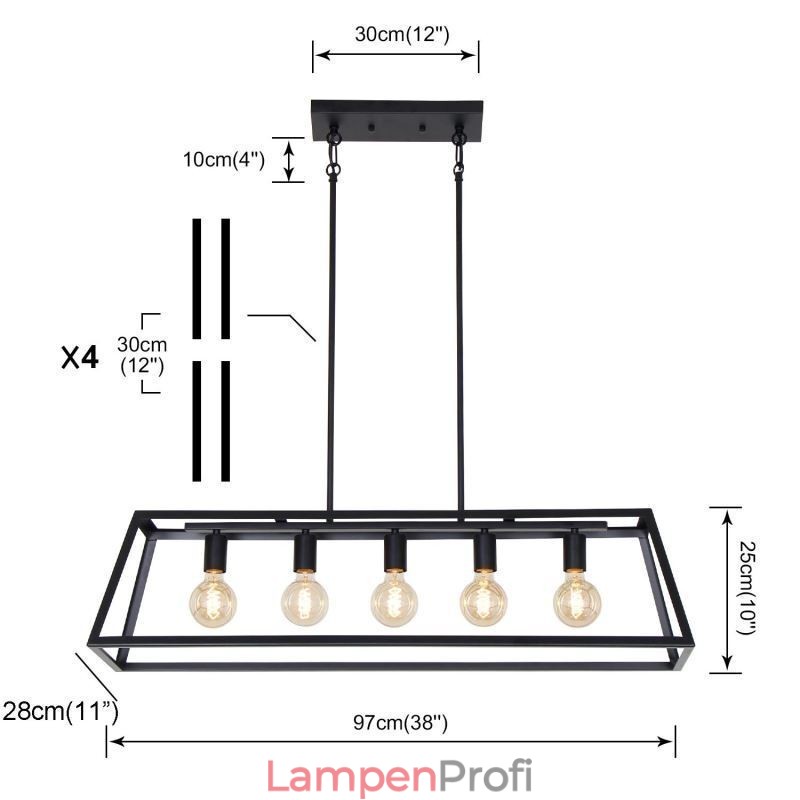 Industrielle Metall Pendelleuchte Trapezförmige Hängende Deckenleuchte