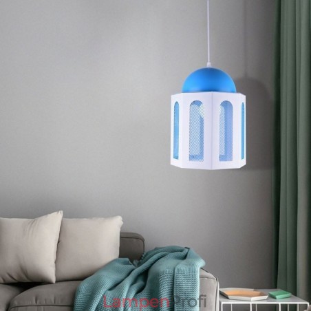 Schlossförmige Pendelleuchte Modernes blaues und weißes Farblicht Schlossförmige Pendelleuchte Modernes blaues und weißes Farblicht