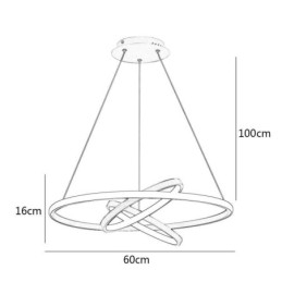 Moderner Kronleuchter, dimmbare Pendelleuchte mit 3 Ringen