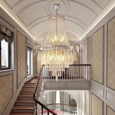 Moderne Kristall Kronleuchter Zeitgenössische Elegante Deckenleuchte Duplex Treppe Moderne Kristall Kronleuchter Zeitgenössische Elegante Deckenleuchte Duplex Treppe
