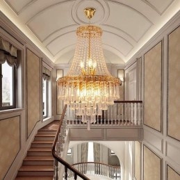 Moderne Kristall Kronleuchter Zeitgenössische Elegante Deckenleuchte Duplex Treppe