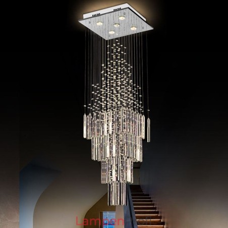 Moderne Quadratische Kristall Kronleuchter Zeitgenössische Elegante Decke Leuchte Duplex Treppe Moderne Quadratische Kristall Kronleuchter Zeitgenössische Elegante Decke Leuchte Duplex Treppe