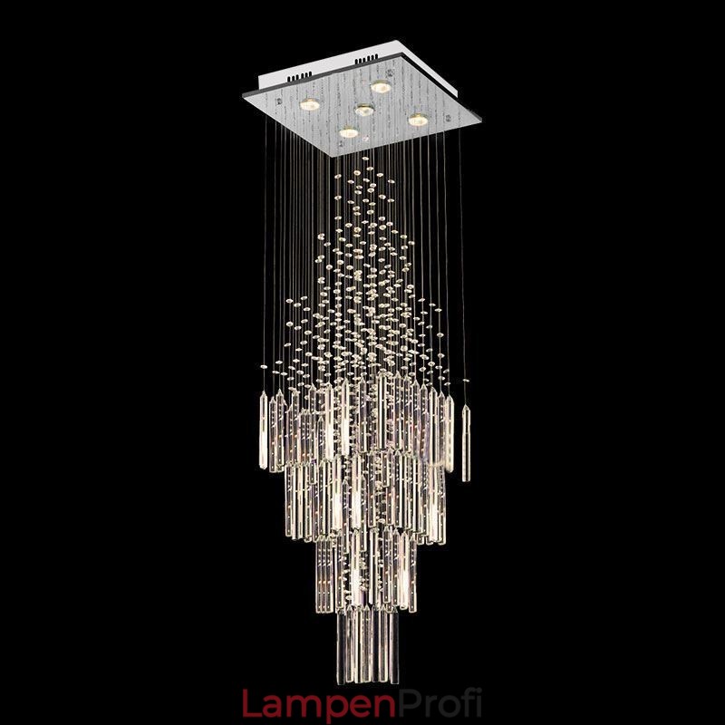 Moderne Quadratische Kristall Kronleuchter Zeitgenössische Elegante Decke Leuchte Duplex Treppe