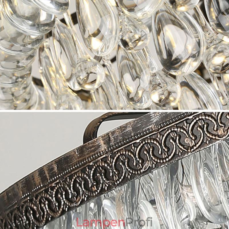 Amerikanische Kristall Deckenleuchte Country Retro Runde Pendelleuchte