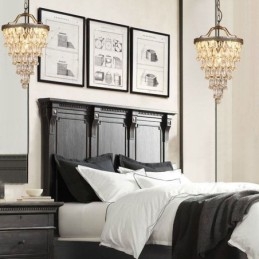 Amerikanische Kristall Deckenleuchte Country Retro Runde Pendelleuchte