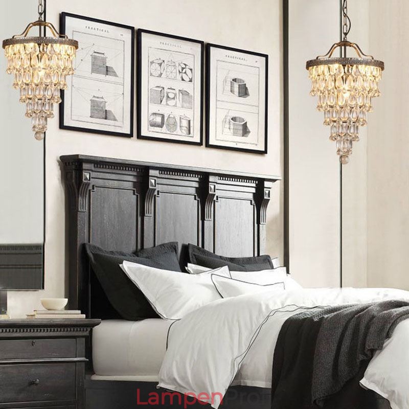 Amerikanische Kristall Deckenleuchte Country Retro Runde Pendelleuchte