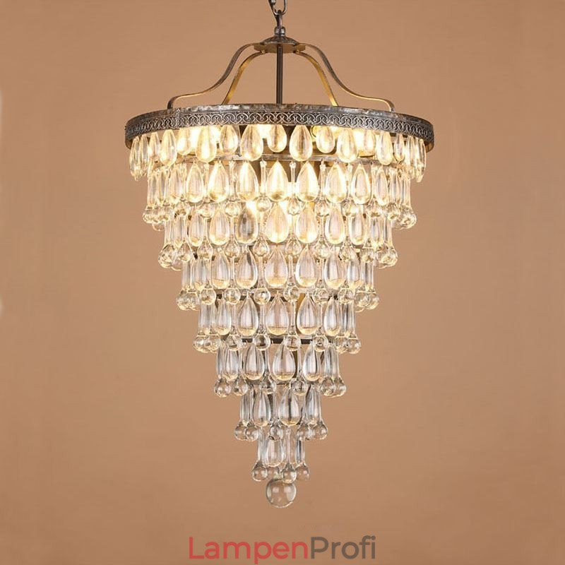 Amerikanische Kristall Deckenleuchte Country Retro Runde Pendelleuchte