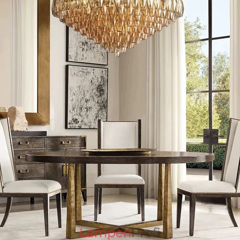 Amerikanische Pendelleuchte Glas Deckenleuchte Bernstein Transparent 90cm 14 Lichter